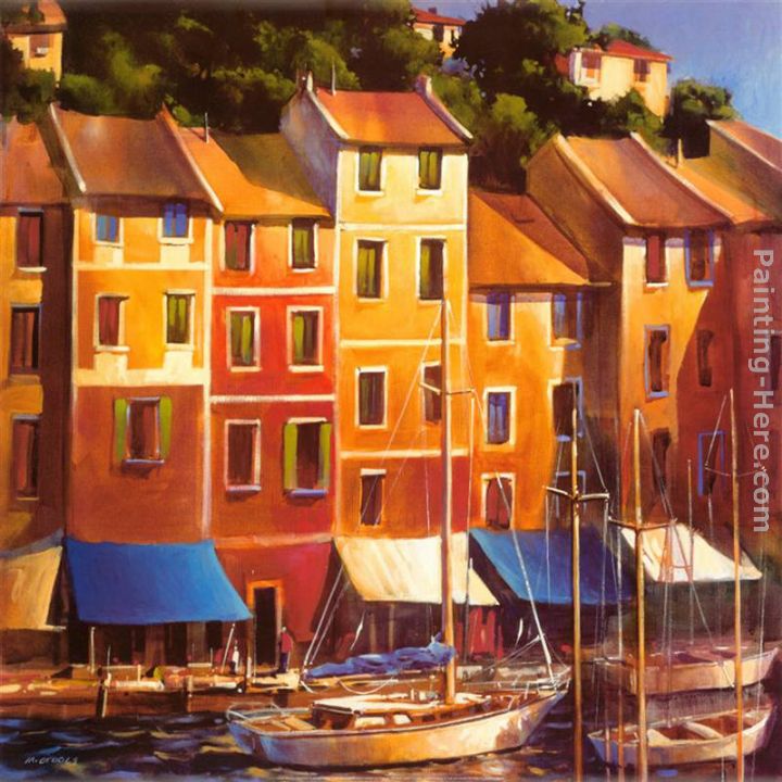 Portofino Waterfront painting - Michael O'Toole Portofino Waterfront art painting